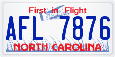 NC license plate AFL7876