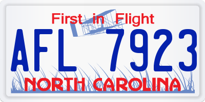 NC license plate AFL7923