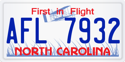 NC license plate AFL7932