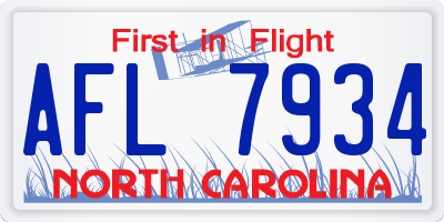 NC license plate AFL7934