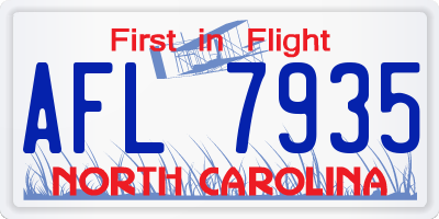 NC license plate AFL7935