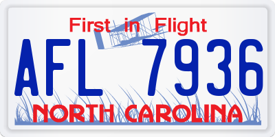 NC license plate AFL7936