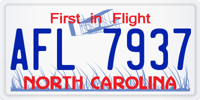 NC license plate AFL7937