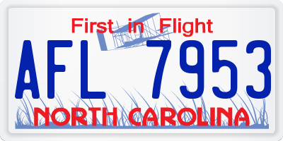 NC license plate AFL7953