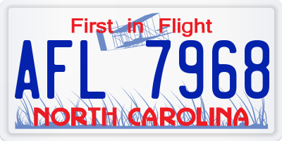 NC license plate AFL7968