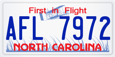 NC license plate AFL7972