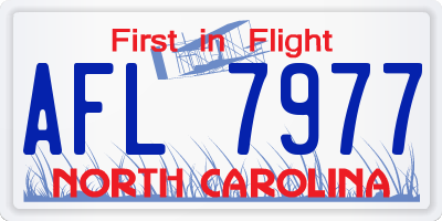 NC license plate AFL7977