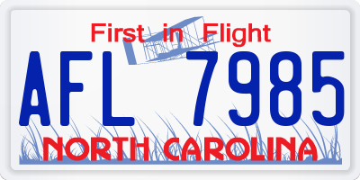 NC license plate AFL7985