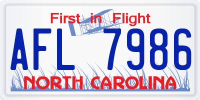 NC license plate AFL7986