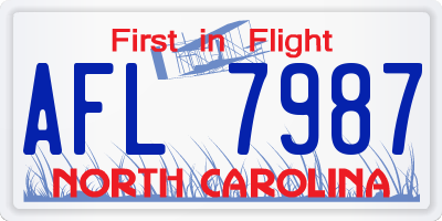 NC license plate AFL7987