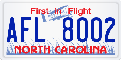 NC license plate AFL8002