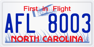 NC license plate AFL8003