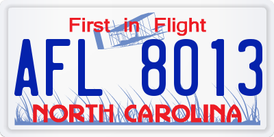 NC license plate AFL8013