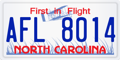 NC license plate AFL8014
