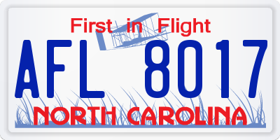 NC license plate AFL8017