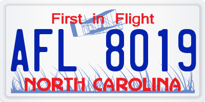 NC license plate AFL8019