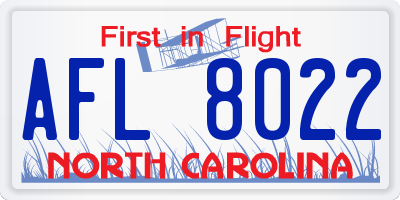 NC license plate AFL8022