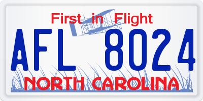 NC license plate AFL8024