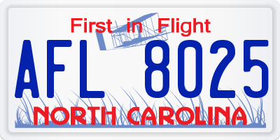 NC license plate AFL8025