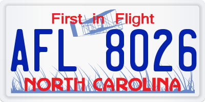NC license plate AFL8026