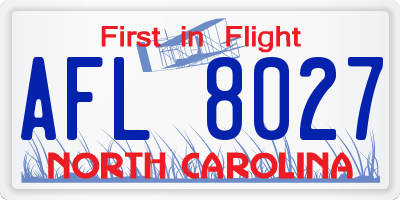 NC license plate AFL8027