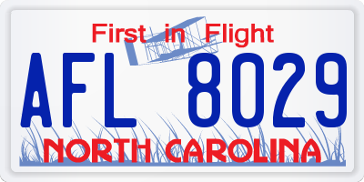 NC license plate AFL8029