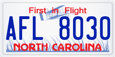 NC license plate AFL8030