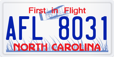 NC license plate AFL8031