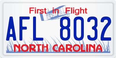 NC license plate AFL8032