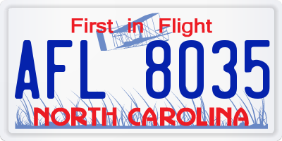 NC license plate AFL8035