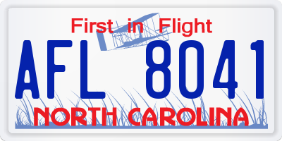 NC license plate AFL8041