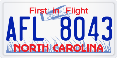 NC license plate AFL8043