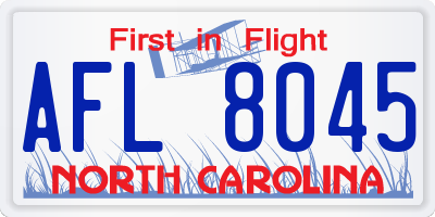 NC license plate AFL8045