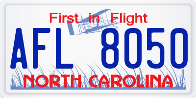 NC license plate AFL8050