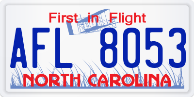 NC license plate AFL8053
