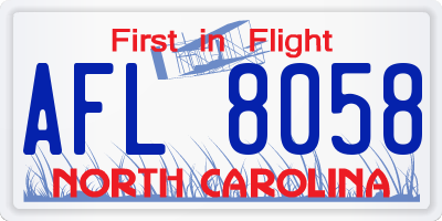 NC license plate AFL8058