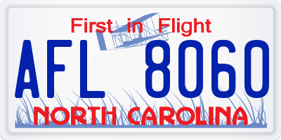 NC license plate AFL8060