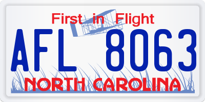 NC license plate AFL8063