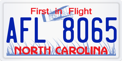 NC license plate AFL8065