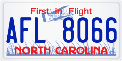 NC license plate AFL8066