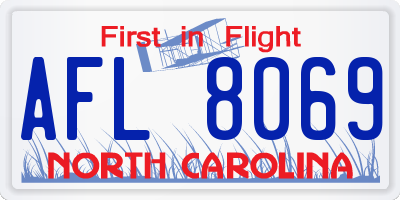 NC license plate AFL8069