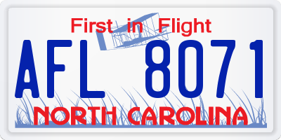 NC license plate AFL8071