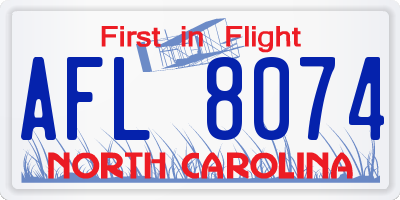 NC license plate AFL8074