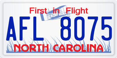 NC license plate AFL8075