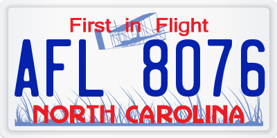 NC license plate AFL8076