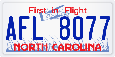 NC license plate AFL8077