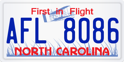 NC license plate AFL8086