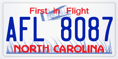 NC license plate AFL8087