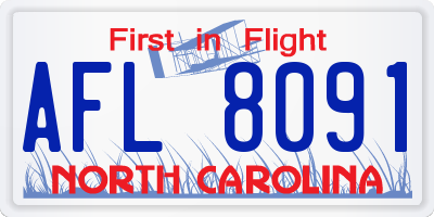 NC license plate AFL8091