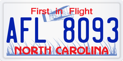 NC license plate AFL8093
